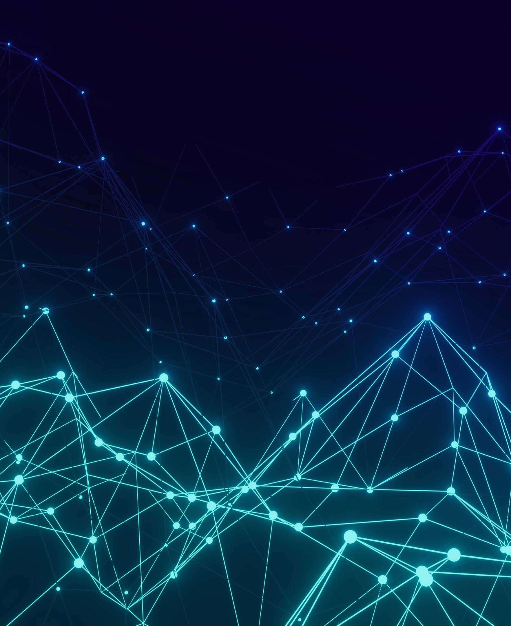 Abstract connected data network representing technical battery performance data